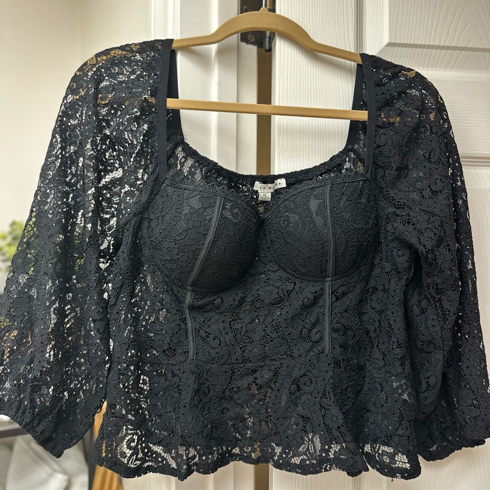Haute Monde Black Lace Top